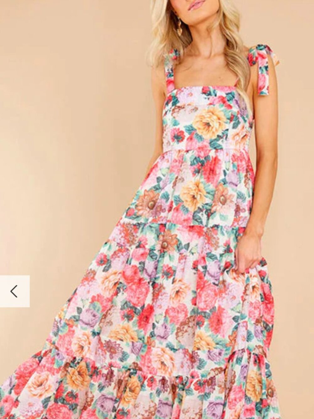 Floral Tie-Shoulder Maxi Dress in Multi